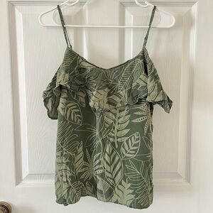 Old Navy Olive Leaf Print Off the Shoulder Top